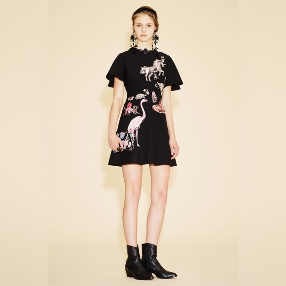 Valentino Fantastic Animals Embroidered Black Mini Dress - 38 - Picture 2 of 8